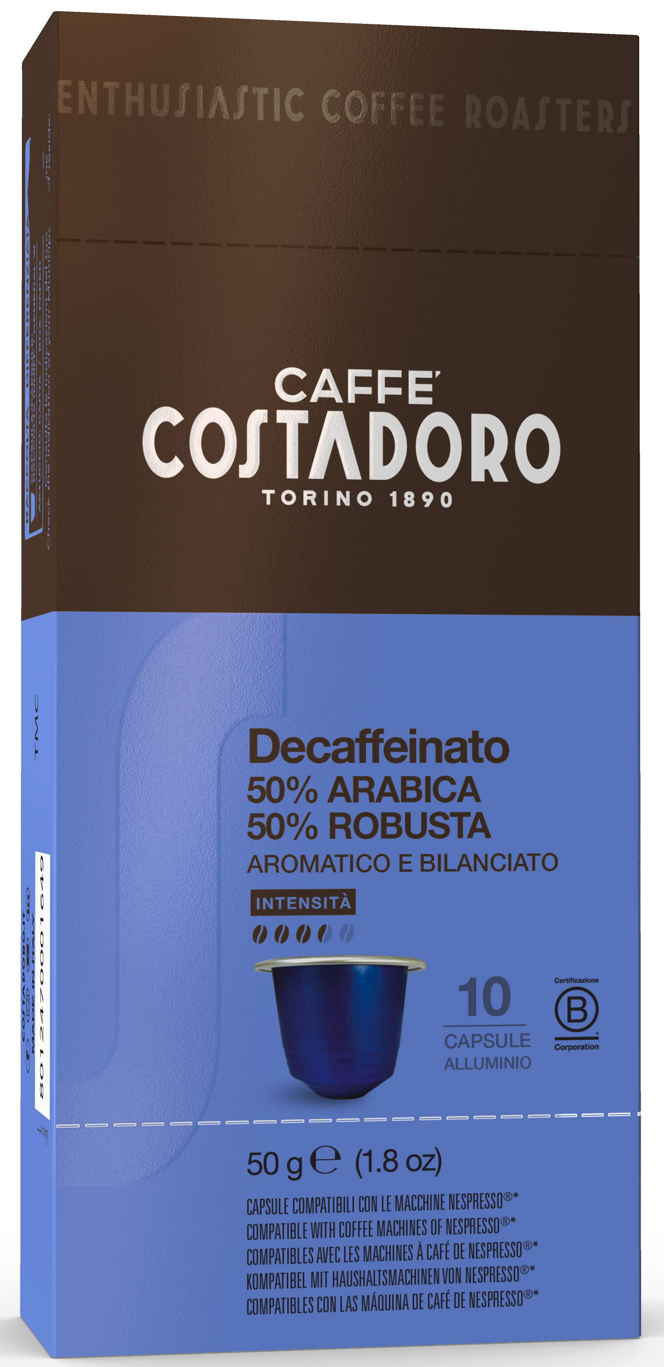 Costadoro Decaffeinated Capsules Compatible with Nespresso® (100 capsules)